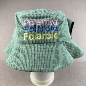 Polaroid Corduroy Bucket Hat Green Embroidered Logo Unisex One Size CultureFly